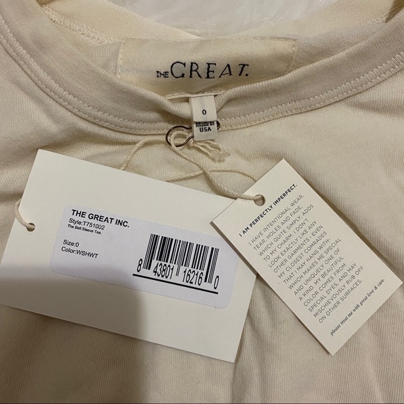 NWT The Great The Bell Sleeve Tee 0 - Picture 9 of 10